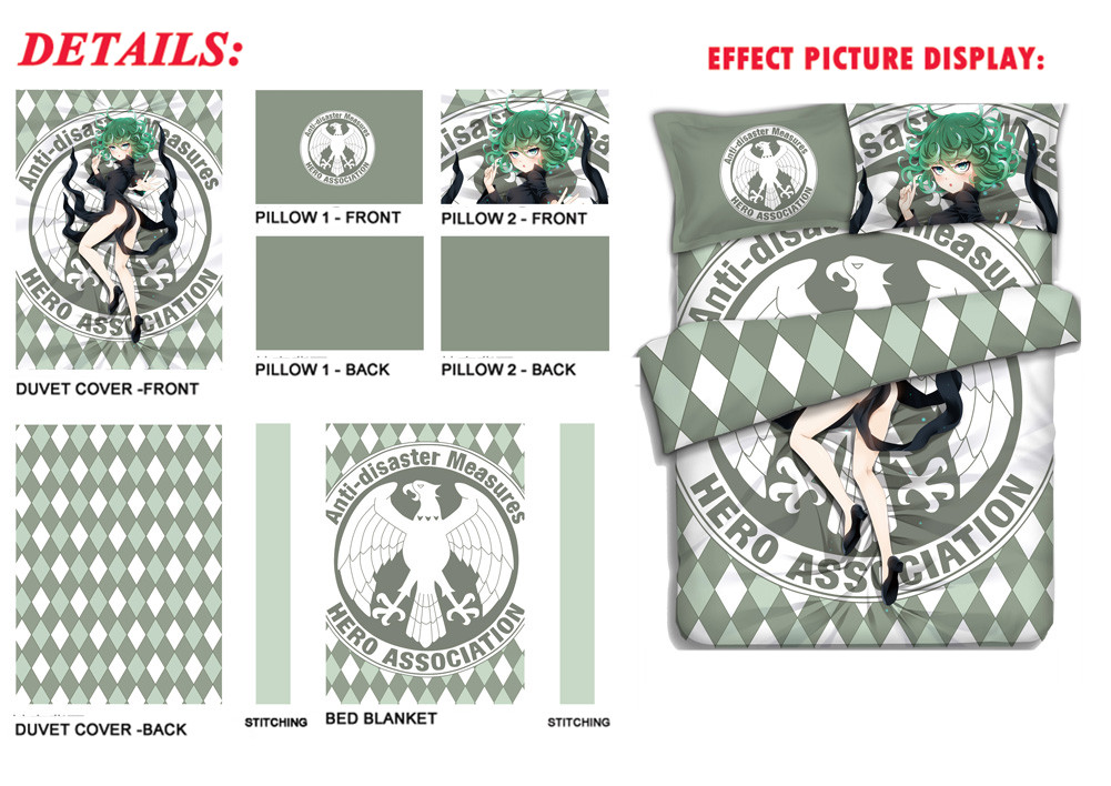 Tornado of Terror Tatsumaki - One Punch Man Bedding Sets,Bed Blanket & Duvet Cover,Bed Sheet with Pillow Covers